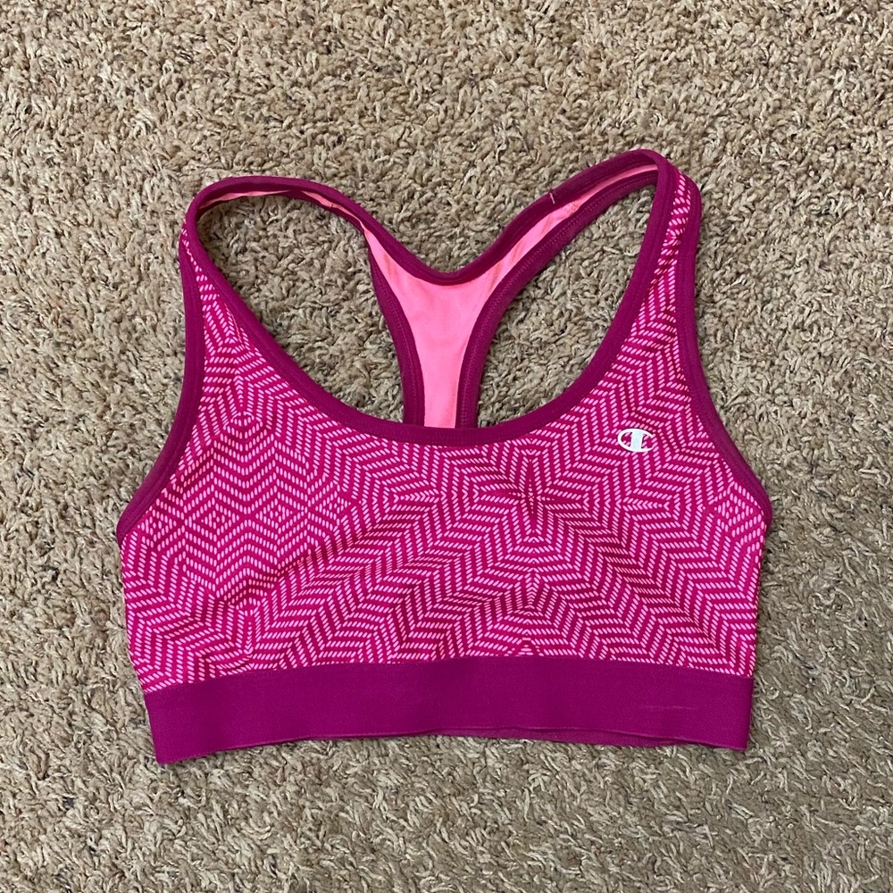 Champion unpadded pink patterned sports bra NWOT
